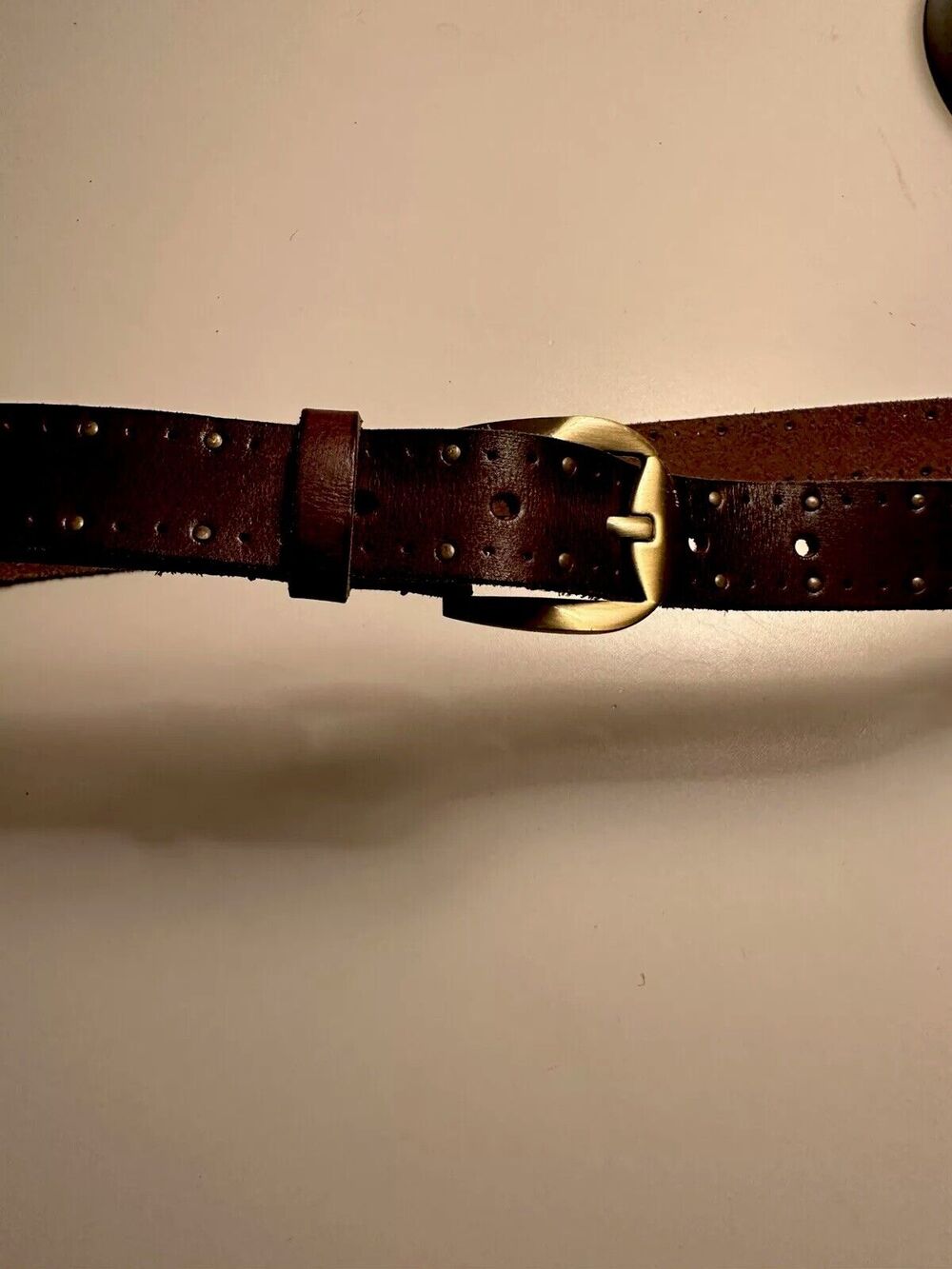 Lucky Brand Brown Tooled Studded Leather Belt Medium